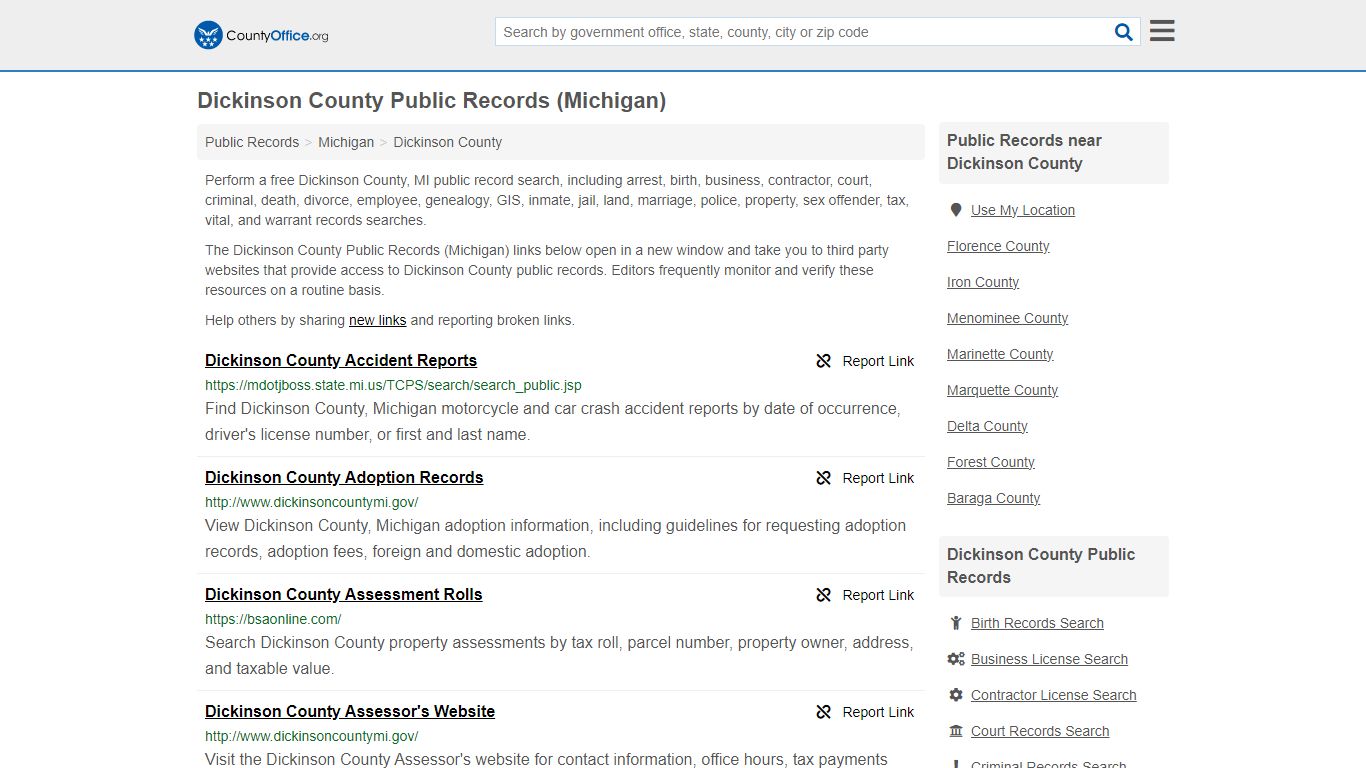 Public Records - Dickinson County, MI (Business, Criminal, GIS ...